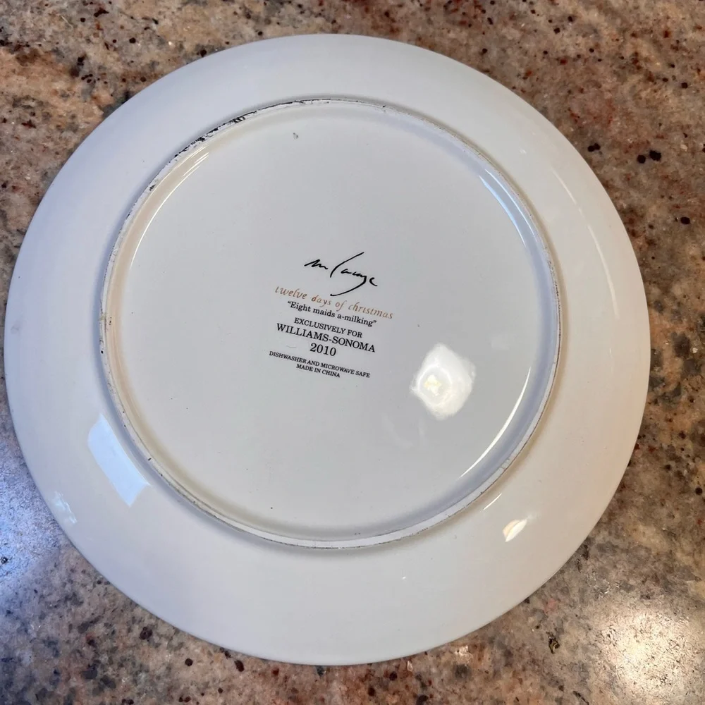Williams-Sonoma 12 Days Of Christmas 8th Day Maids Milking 8 3/4” Plate Salad